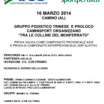 volantino tra le colline del monferrato a camino al 16 marzo 2014