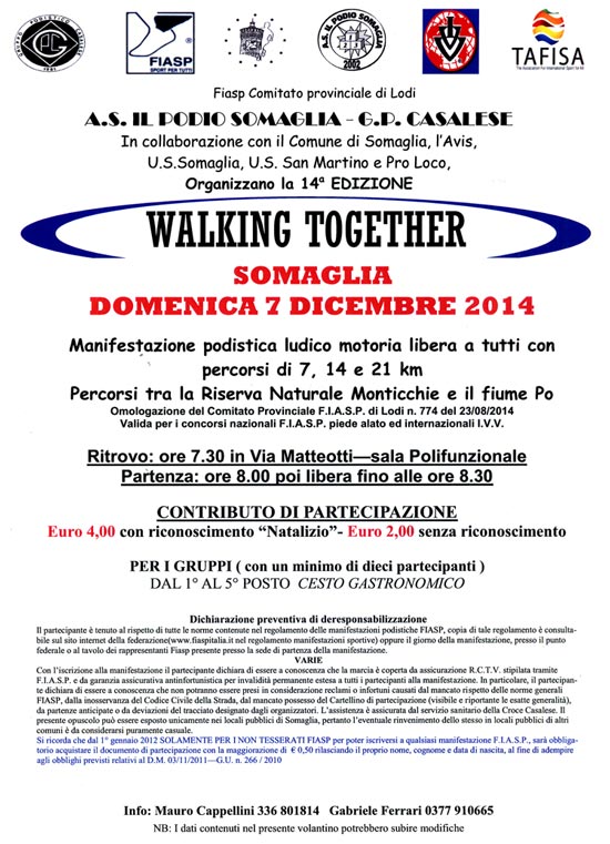 volantino camminata walking together 2014 a Somaglia