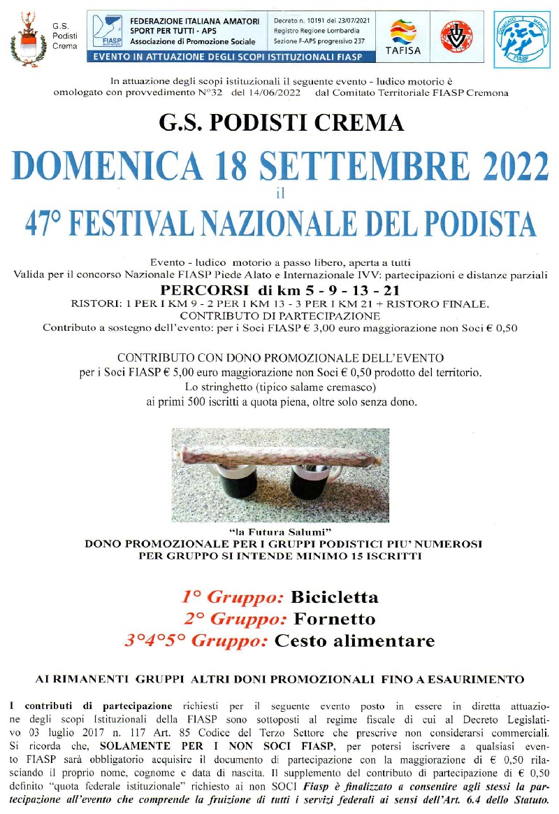 47^ Festival Nazionale del Podista